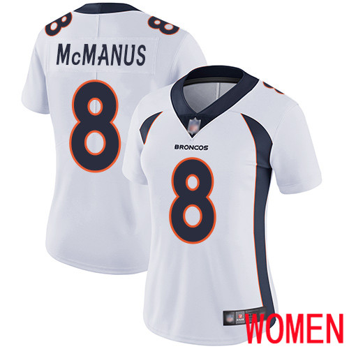Women Denver Broncos #8 Brandon McManus White Vapor Untouchable Limited Player Football NFL Jersey